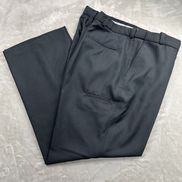 Galls Mens Dress Pants 48 x 32 Black TR605 Flat Front Stretchable Straight Leg - Picture 1 of 9